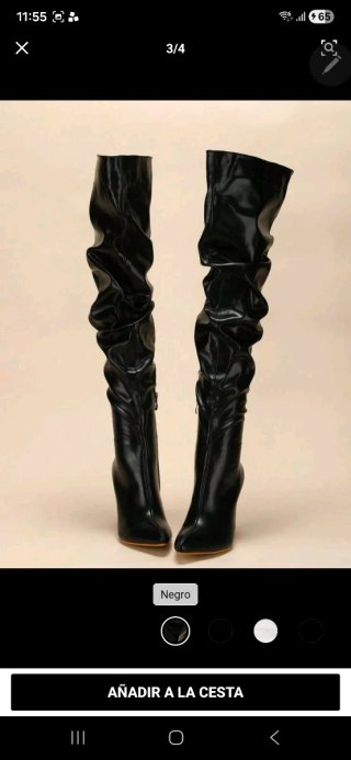 Botas altas de piel negras punta tacón