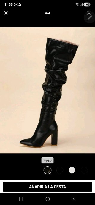 Botas altas de piel negras punta tacón