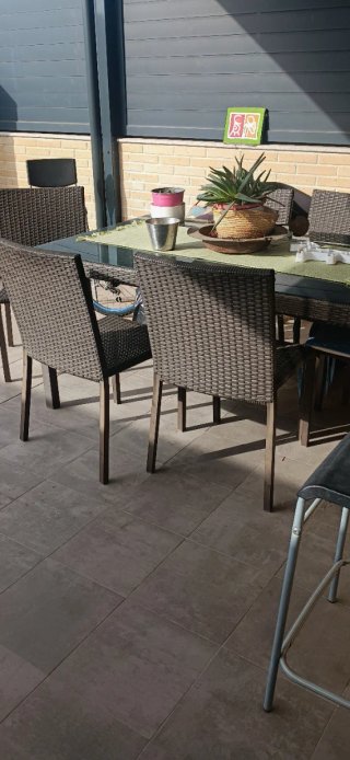 Conjunto de jardín ratán y cristal