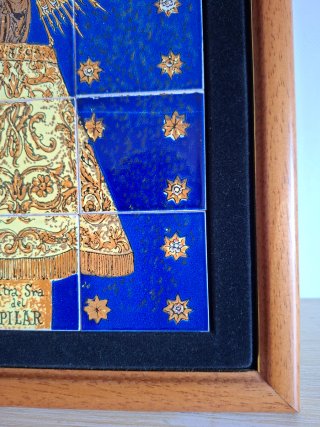 CUADRO VIRGEN DEL PILAR VINTAGE MOSAICO AZULEJOS