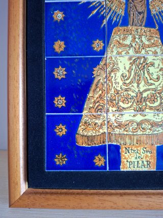 CUADRO VIRGEN DEL PILAR VINTAGE MOSAICO AZULEJOS