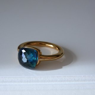Anillo Azul mar profundo Acero y Oro 18K - T7