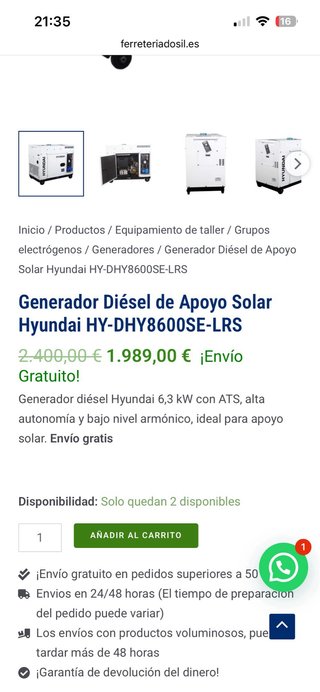 Generador Hyundai DHY8600SE