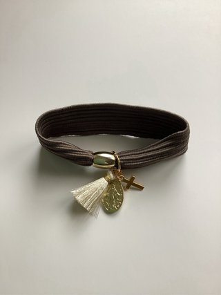 Pulsera Virgen Milagrosa Cruz y Borla