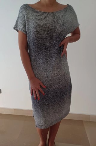 Abito in maglia cotone grigio/argento