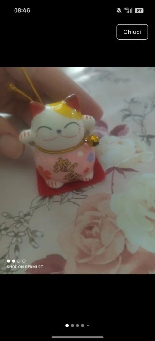 Gatto Maneki Neko Rosa con Campanellino