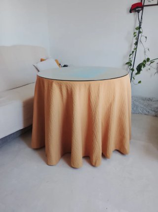 Mesa camilla redonda cristal y tela