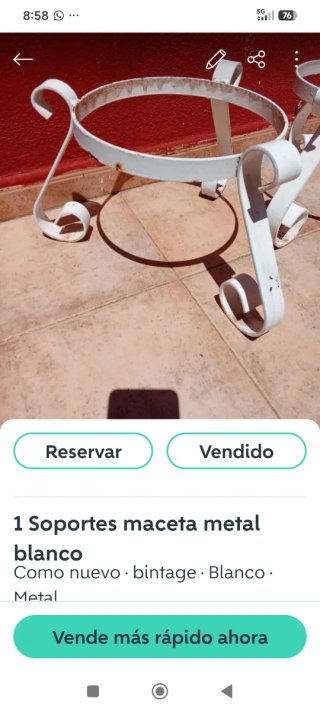 Soporte maceta metal blanco