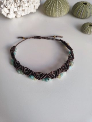 Pulsera macramé piedra amazonita hippie