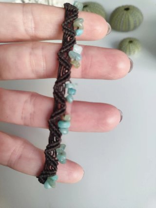 Pulsera macramé piedra amazonita hippie