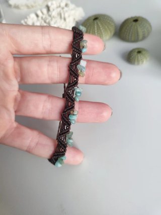 Pulsera macramé piedra amazonita hippie