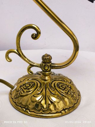 Lampada in bronzo Tiffany beige e dorato
