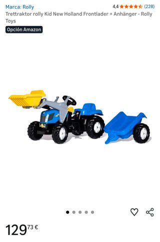 Tractor New Holland infantil azul con remolque