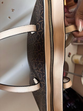 Bolso shopper Calvin Klein estampado marrón
