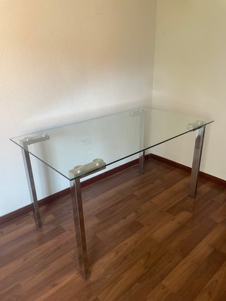 Mesa escritorio cristal y metal