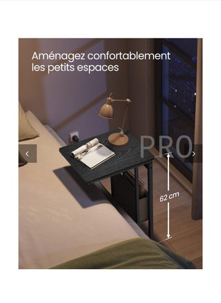 mesita auxiliar en forma de C de 30 x 40 x 62 cm