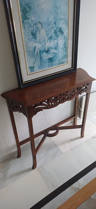 Mesa consola recibidor madera tallada