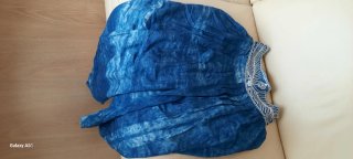 Pantalón tunecino estampado azul y blanco
