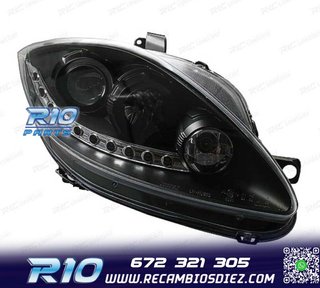 FAROS PARA SEAT LEON ALTEA TOLEDO 04-09 LUZ DIURNA LED FONDO