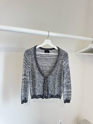 Chaqueta Guess corta punto gris negro Talla S