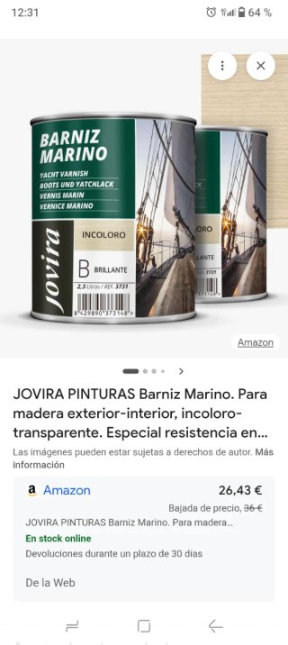 10 botes Barniz Marino Jovira Yacht Varnish 0,75L
