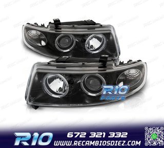 FAROS SEAT LEON TOLEDO 1M OJOS ANGEL 99-05 FONDO NEGRO LED