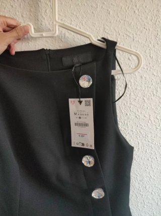 Blusa Zara Negra Talla M con Botones Joya