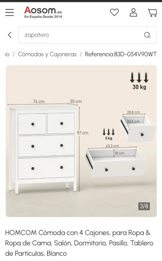 Cómoda blanca 4 cajones 2 Unds.