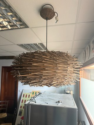 Lámpara Colgante Faro Nido E27 Madera Mimbre