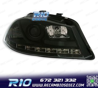 FAROS SEAT IBIZA CORDOBA 6L 02-08 LUZ DIURNA LED FONDO NEGRO