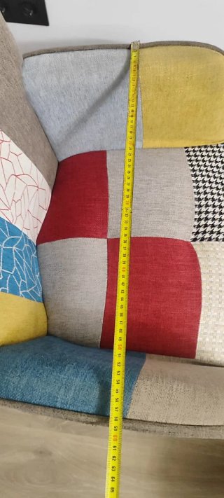 Sillón patchwork tela y madera