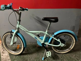 Bicicleta infantil B'TWIN azul y turquesa, 16"