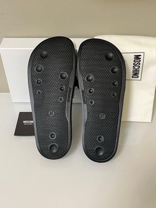 Ciabatte Moschino Pelle Nere Oro Tg 41
