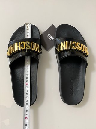 Ciabatte Moschino Pelle Nere Oro Tg 41