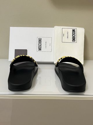 Ciabatte Moschino Pelle Nere Oro Tg 41