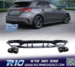 DIFUSOR MERCEDES CLASE A W177 18- A45 LOOK AMG NEGRO BRILLO