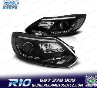 FAROS FORD FOCUS 11-14 TUBE LIGHT + LED FONDO NEGRO