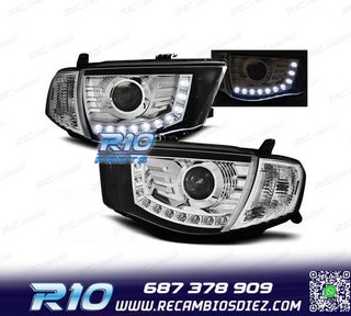 FAROS MITSUBISHI L200 06-10 LUZ DIURNA FONDO CROMO