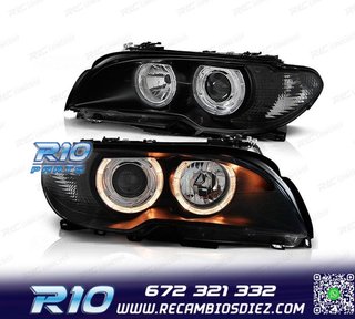 FAROS BMW E46 COUPE 03-06 OJOS ANGEL FONDO NEGRO