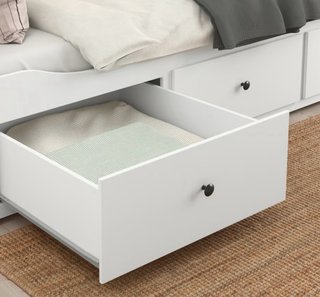 Sofá Cama Madera Blanco con Cajones
