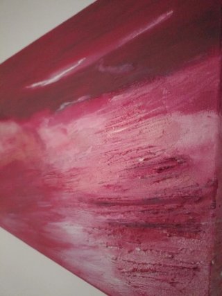 Cuadro abstracto rosa y rojo
