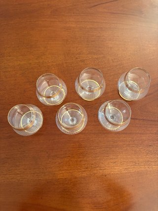 6 Bicchieri Cognac Vintage Oro Made in Italy