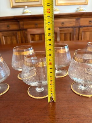 6 Bicchieri Cognac Vintage Oro Made in Italy