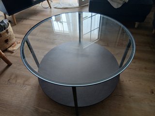 Mesa de centro redonda IKEA cristal y metal