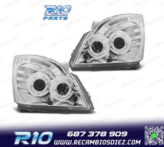 FAROS TOYOTA LAND CRUISER FJ120 03-08 OJOS ANGEL FONDO CROMO