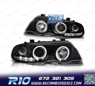 FAROS BMW E46 99-03 OJOS ANGEL LED FONDO NEGRO