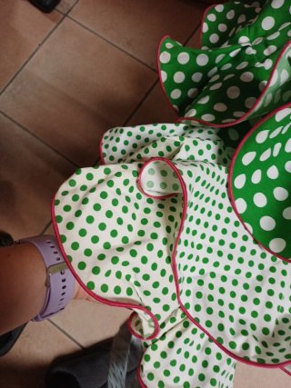 Traje de flamenca niña verde lunares