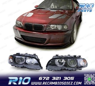 FAROS BMW E46 COUPE 99-03 OJOS ANGEL FONDO NEGRO