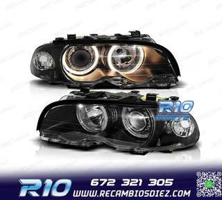 FAROS BMW E46 COUPE 99-03 OJOS ANGEL FONDO NEGRO