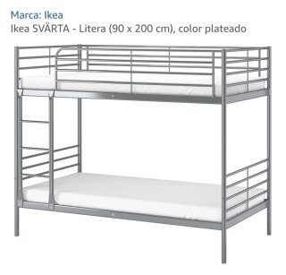 Litera metálica doble cama IKEA SVARTA.